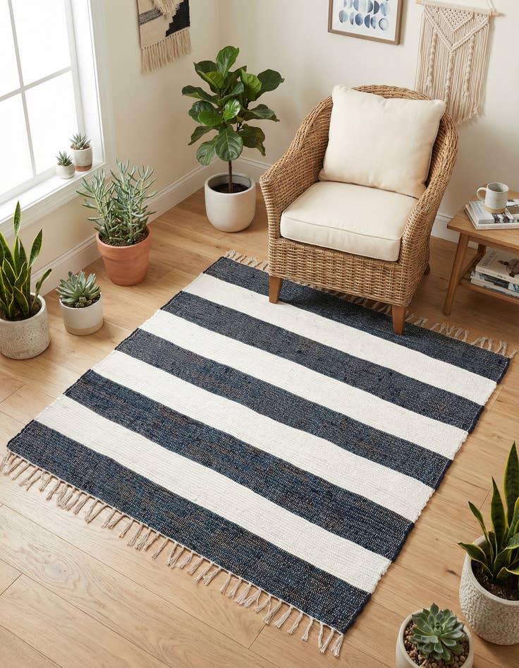 Detail image of 5' 1 x 5' 1  Hand Woven Chindi Rag Square Rug