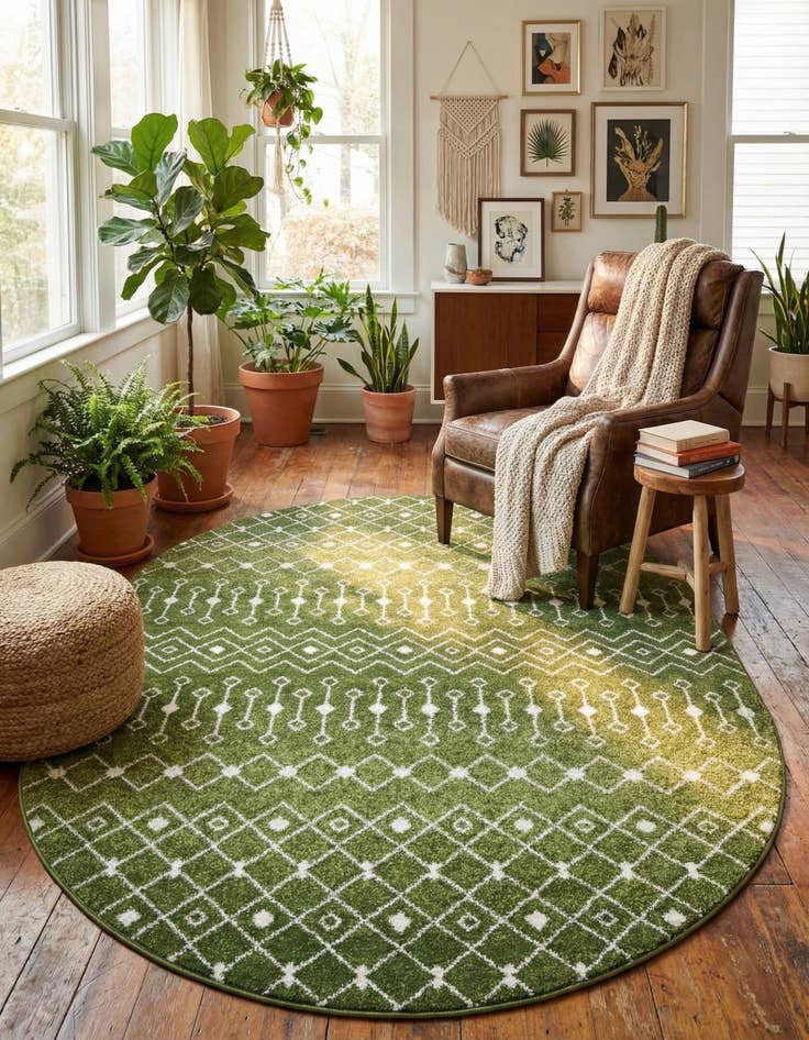 Detail image of 7' 10 x 10' Moroccan Trellis Oval Rug