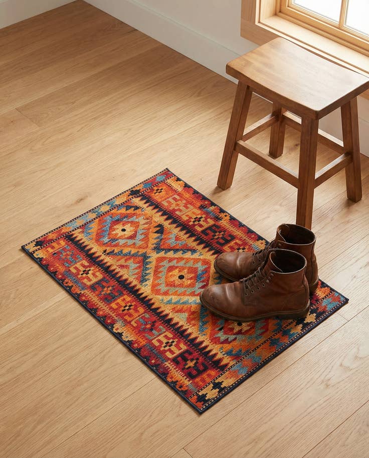 Detail image of 2' x 3' Easy-Clean Tribal Indoor / Outdoor Rug