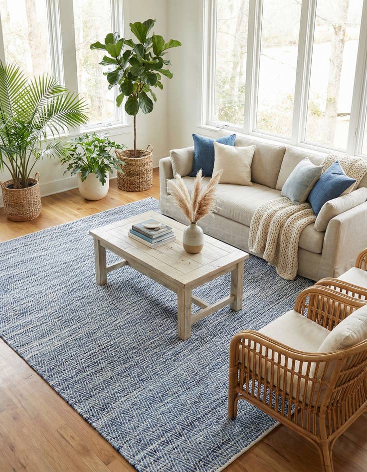 Detail image of 10' x 14' 1 Hand Woven Chindi Chevron Rug