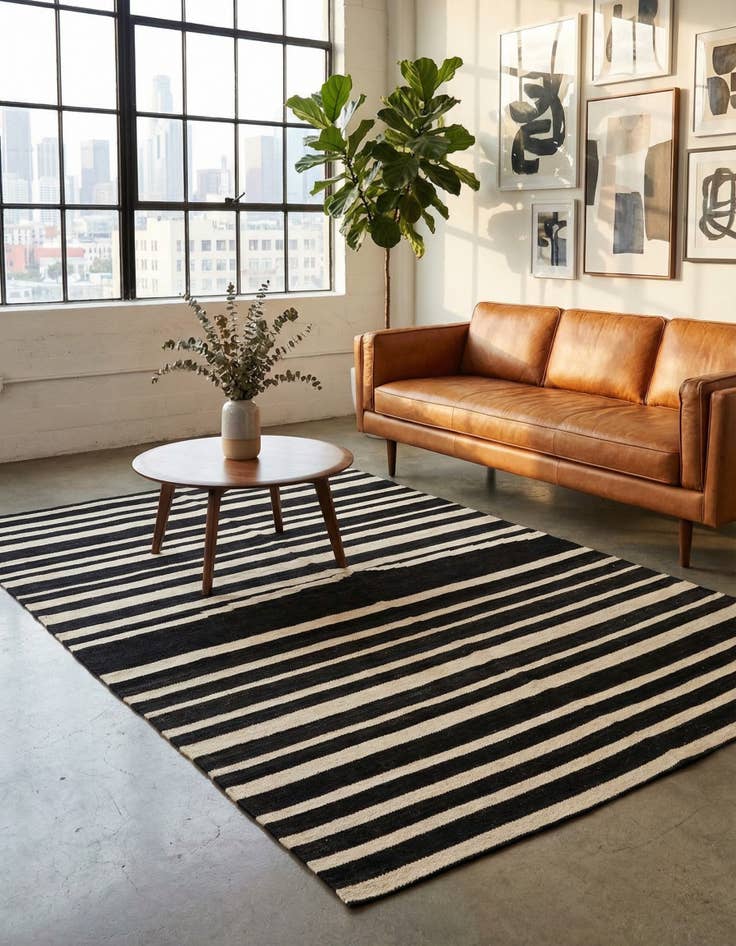 Detail image of 5' x 6' 5 Hand Woven Kilim Modern Wool Rug