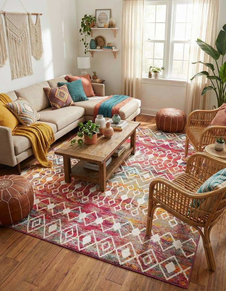 Detail image of  10' x 10' Moroccan Trellis Square Rug