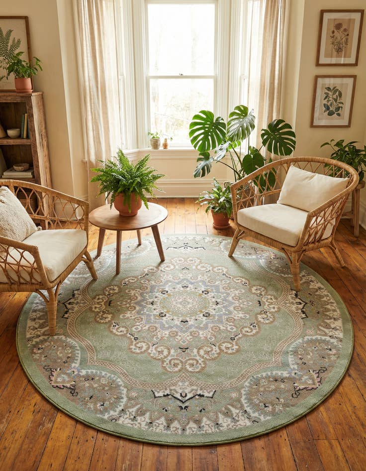 Detail image of  7' 10 x 7' 10 Kamala Washable Round Rug