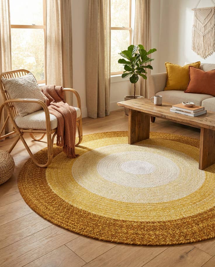 Detail image of 5' 1 x 5' 1 Hand Braided Wool Round Rug
