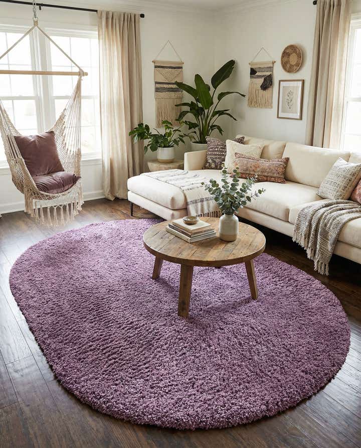 7' 10 x 10' Solid Shag Oval Rug