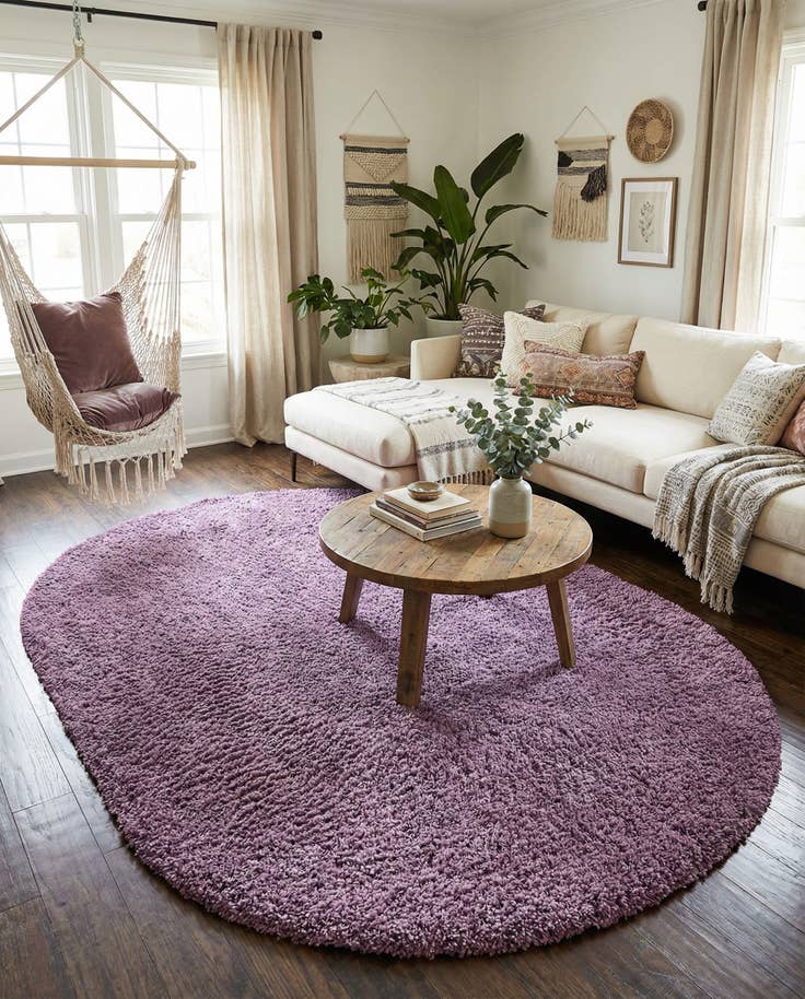 Detail image of 7' 10 x 10' Solid Shag Oval Rug