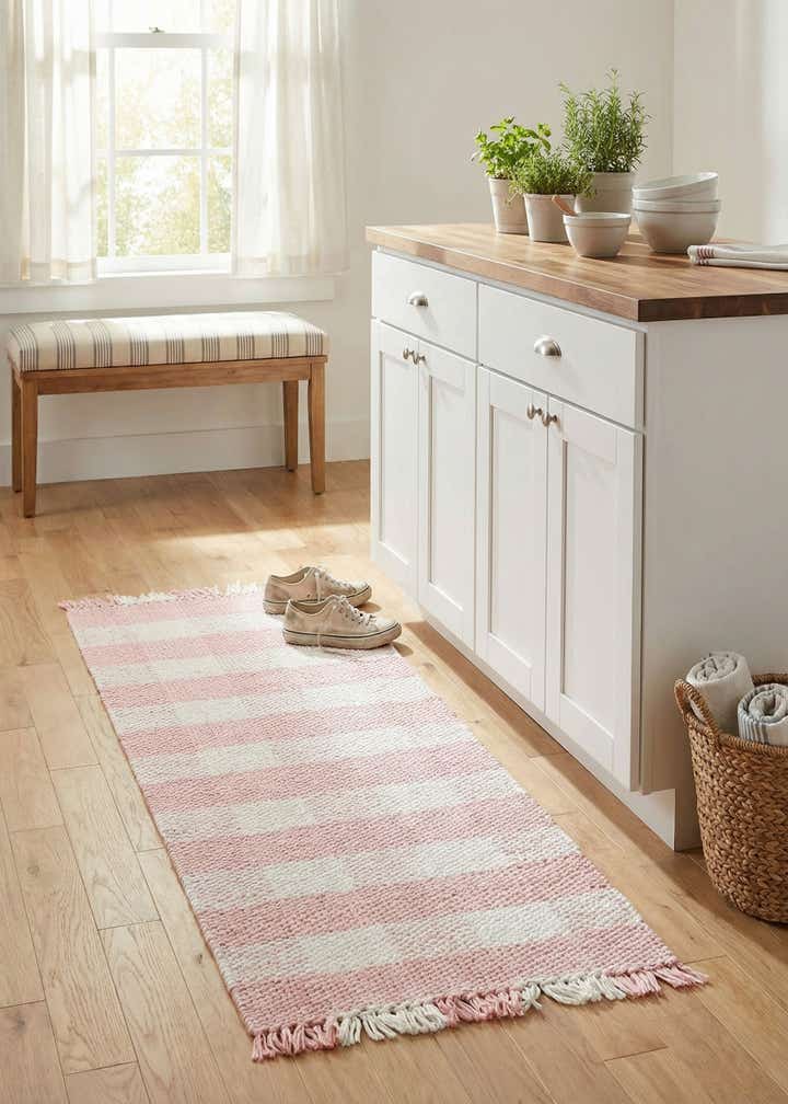 2' x 6' Easy-Clean Eco Plaid Washable Indoor / Outdoor Runner Rug