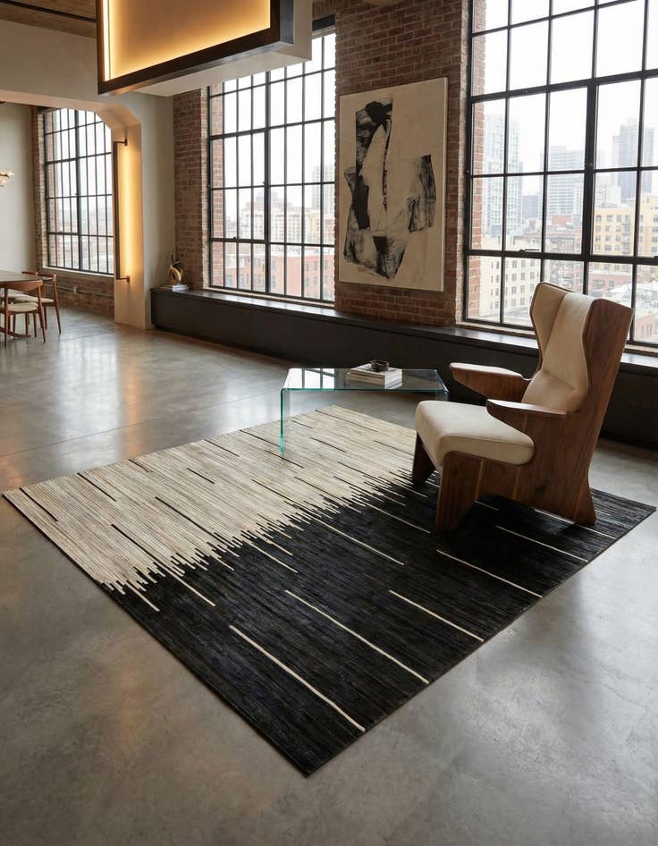 Detail image of 7' 10 x 7' 10 Cowhide Leather Square Rug