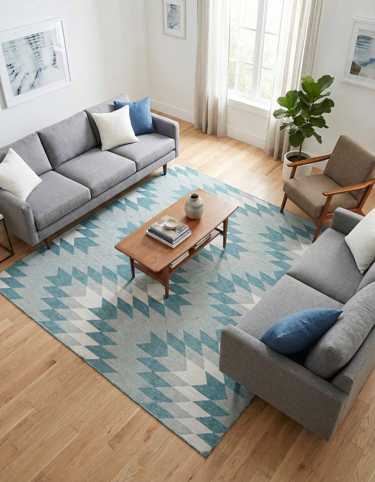 Detail image of 10' x 10'  Washable Modern Indoor / Outdoor Square Rug