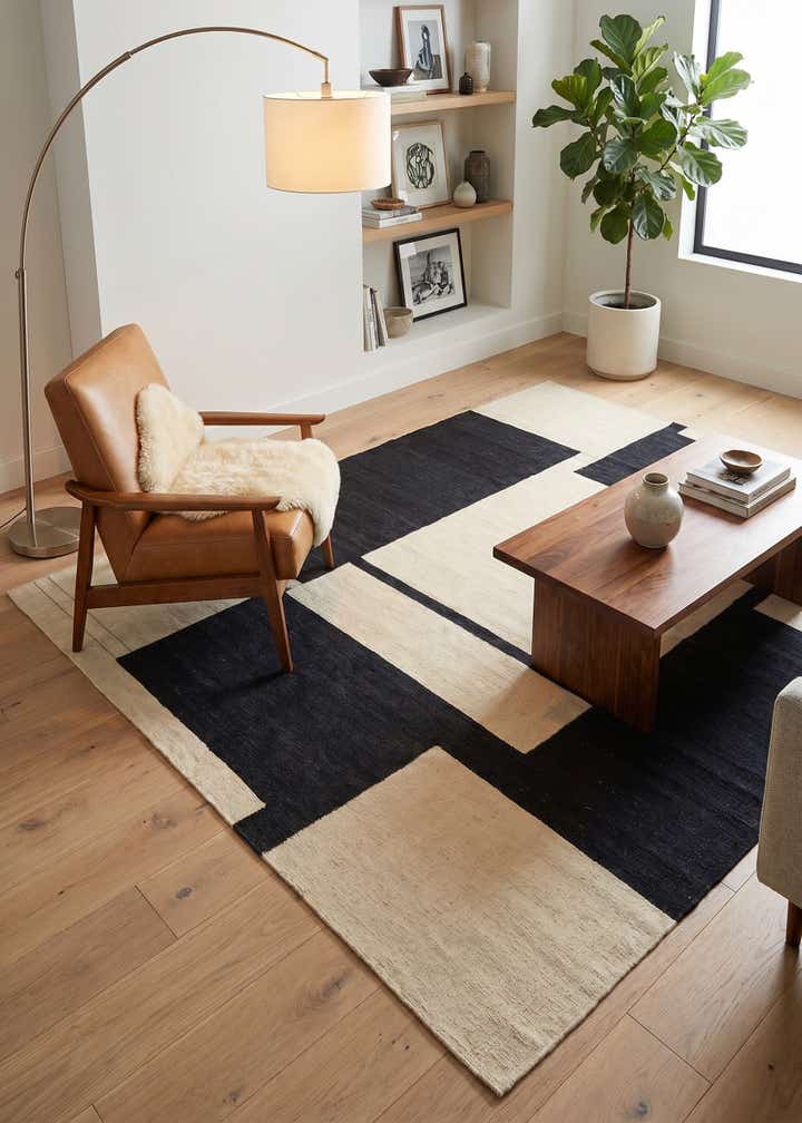 6' x 7' Hand Woven Kilim Modern Wool Square Rug