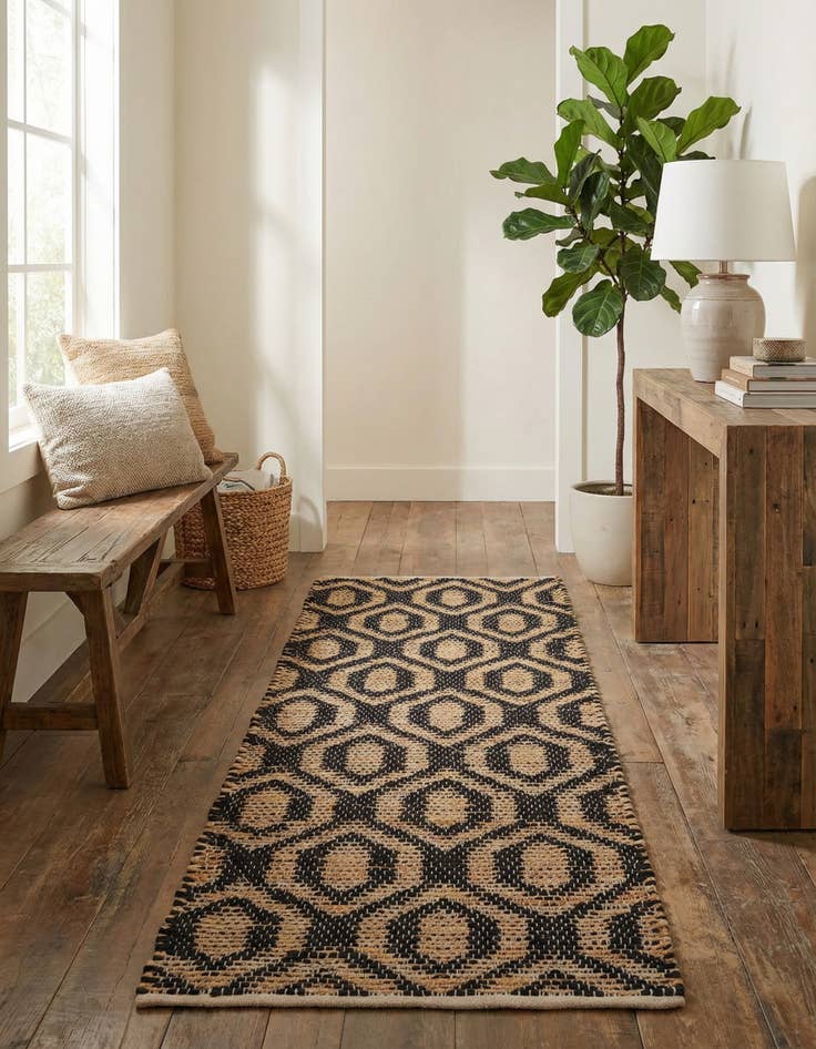 Detail image of 2' 2 x 6' 1 Hand Woven Chindi Jute Runner Rug