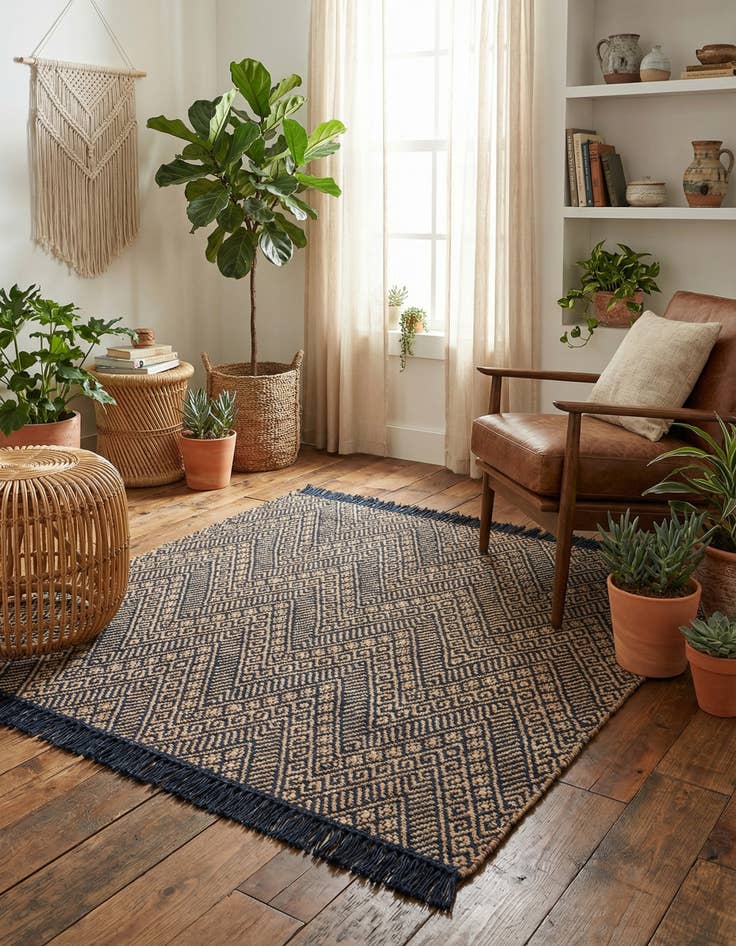 Detail image of 5' 1 x 5' 1 Handmade Braided Jute Square Rug