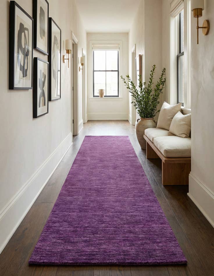 Detail image of 2' 7 x 16' 5 Hand Knotted Solid Gabbeh Wool Runner Rug