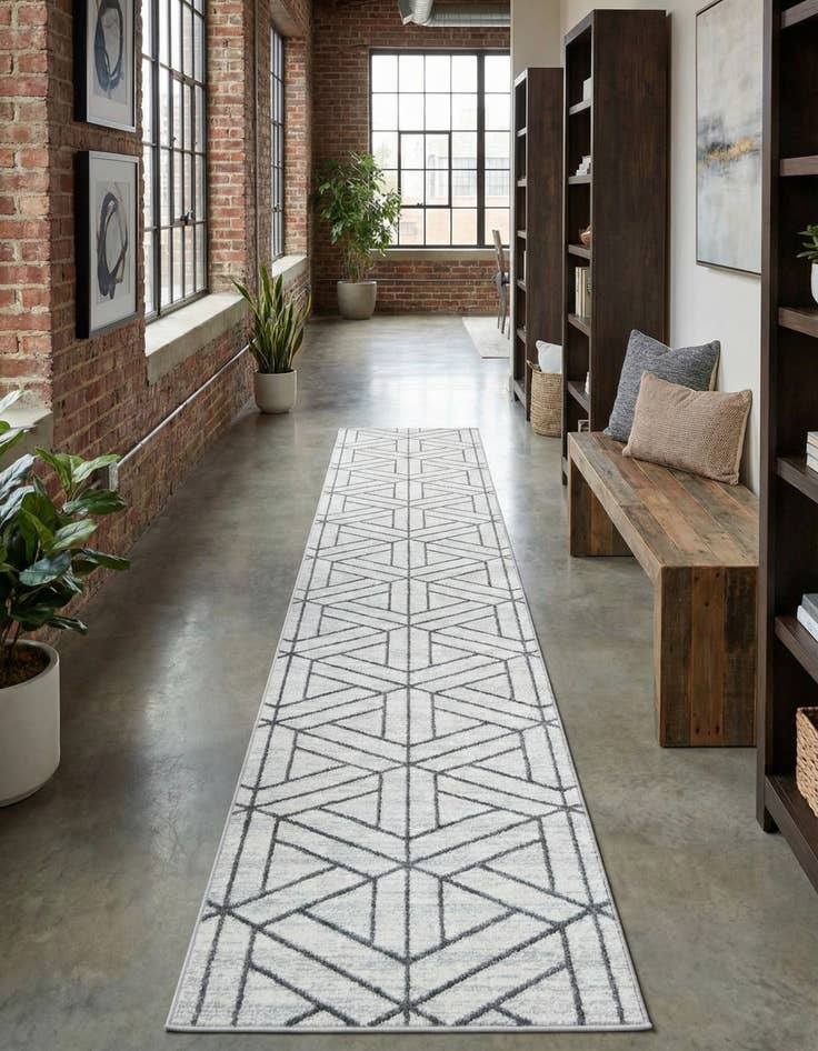 Detail image of 2' 7 x 16' 5 Lattice Trellis Runner Rug