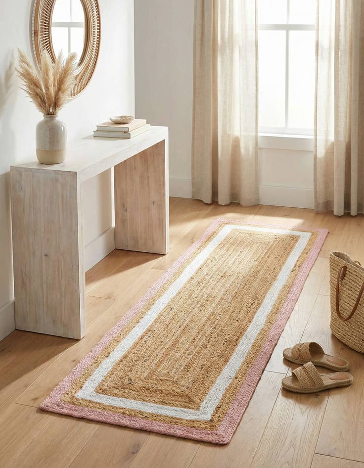 Detail image of 2' x 6' 1 Handmade Braided Jute Runner Rug