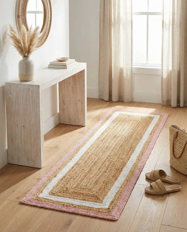 Detail image of 2' x 6' 1 Handmade Braided Jute Runner Rug