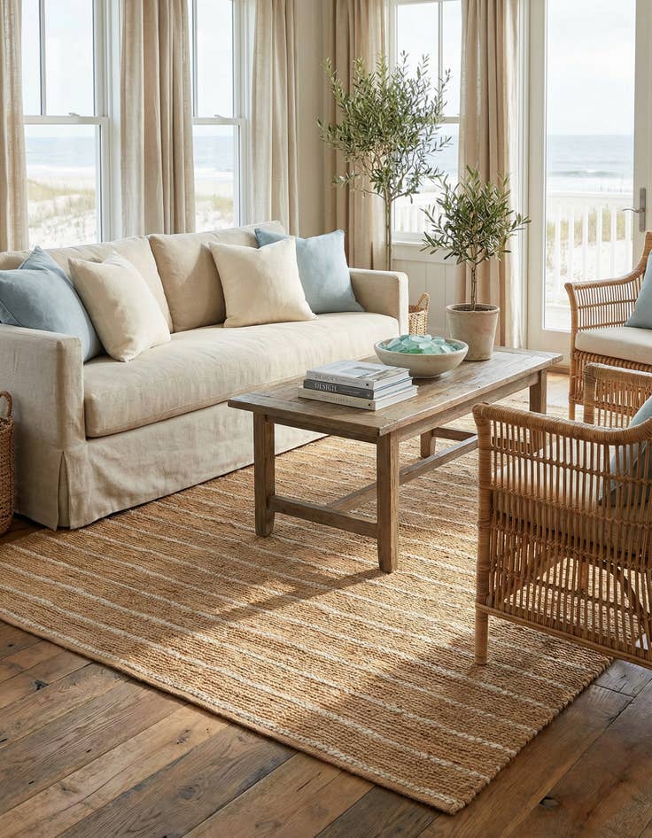 Detail image of 6' 1 x 9' Hand Braided Laurel Handwoven Jute Rug