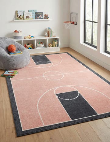 5' 3 x 8' Sports Washable Rug