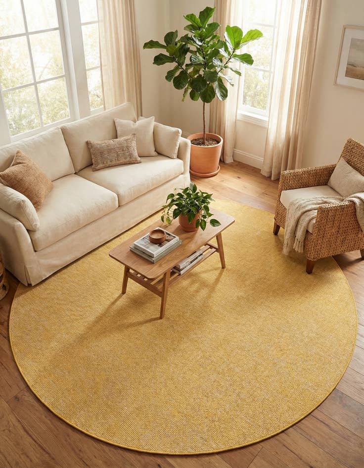 Detail image of 10' 8 x 10' 8  Washable Solid Indoor / Outdoor Round Rug