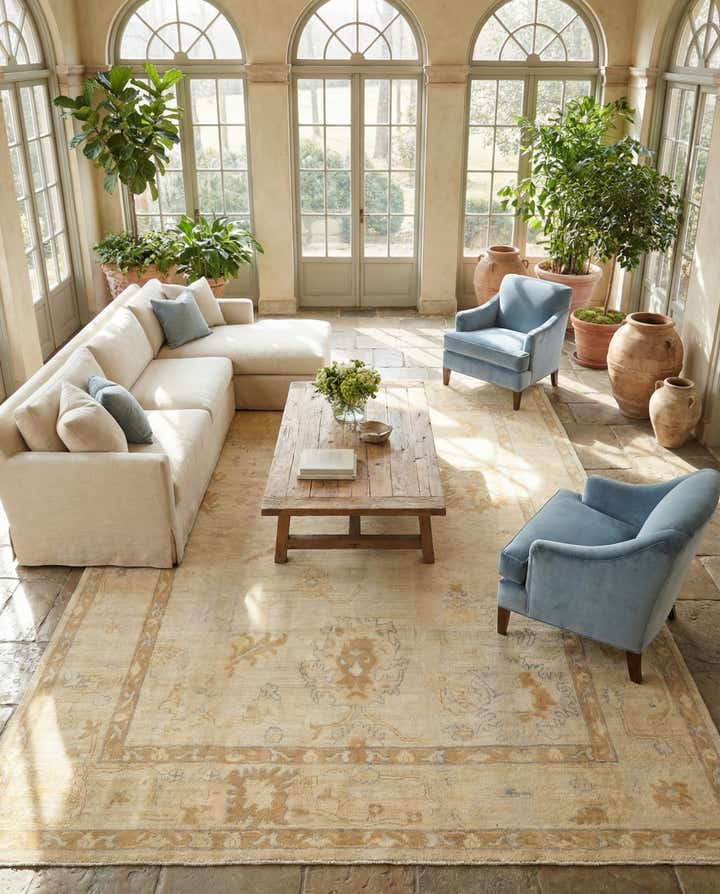 8' 11 x 11' 8 Hand Knotted Oushak Wool Rug