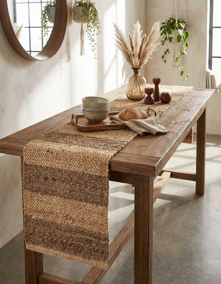 Detail image of 1' 2 x 6' 1 Handmade Braided Jute Table Runner Rug