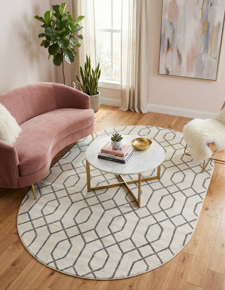 Detail image of 5' 3 x 8' Marilyn Monroe&trade; Glam Trellis Oval Rug