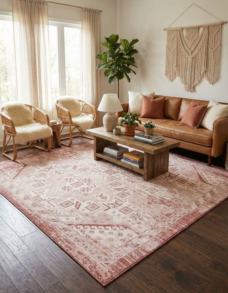 Detail image of 10' x 10'  Washable Aztec Indoor / Outdoor Square Rug