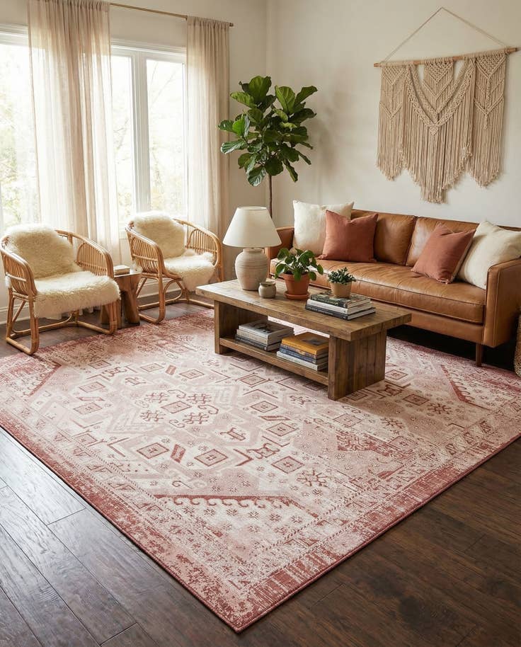 Detail image of 10' x 10' Easy-Clean Aztec Indoor / Outdoor Square Rug