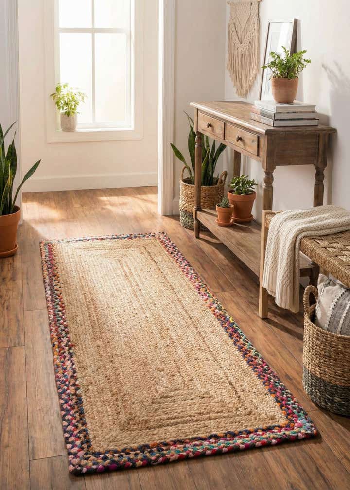 2' 7 x 6' 1 Handmade Braided Jute Runner Rug