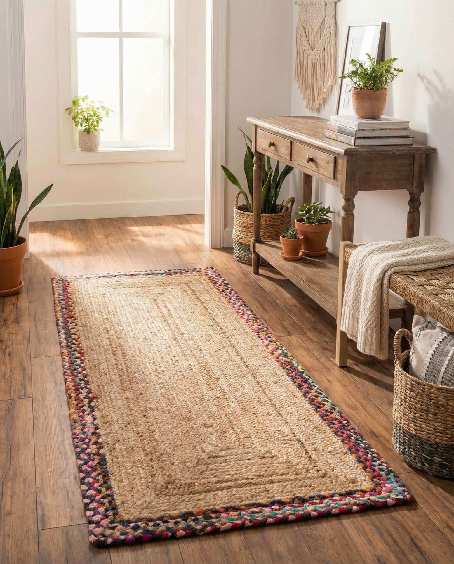 2' 7 x 6' 1 Handmade Braided Jute Runner Rug