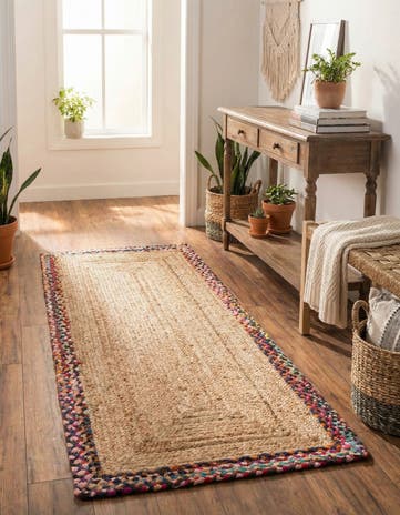 2' 7 x 6' 1 Handmade Braided Jute Runner Rug