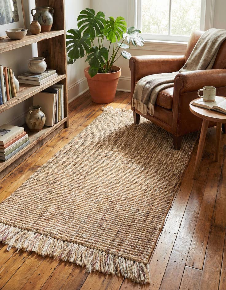 Detail image of 3' 1 x 5' 1 Hand Woven Chunky Jute Rug