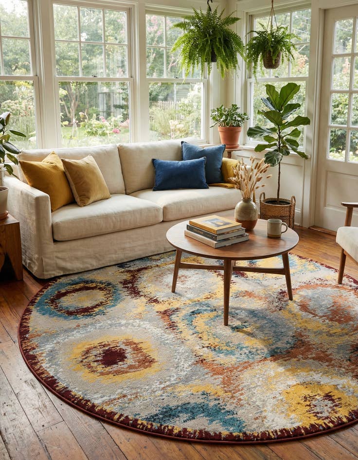 Detail image of 7' 10 x 7' 10 Kamala Washable Round Rug