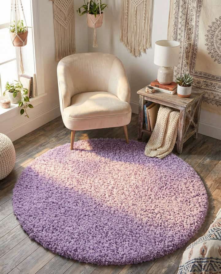 4' x 4' Solid Shag Round Rug