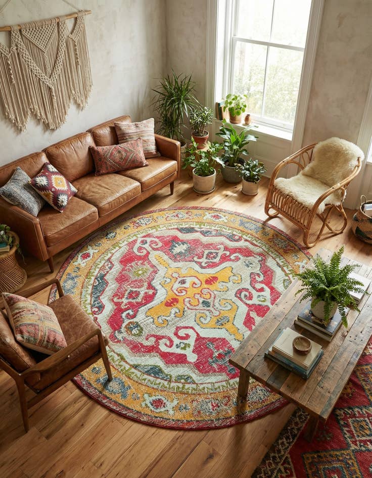 Detail image of 8' x 8' Washable Carnevale Round Rug