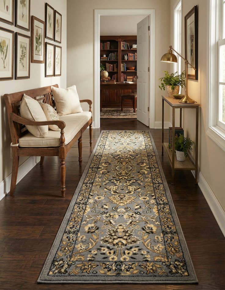 Detail image of 2' x 8' 2 Kashan Design Runner Rug