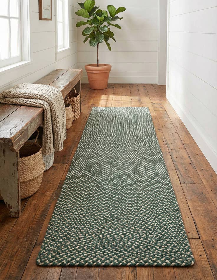 Detail image of 2' x 8' Handmade Tweed Braided Jute Runner Rug