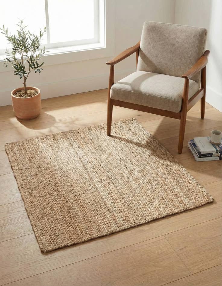 Detail image of 3' 3 x 3' 3 Handmade Braided Jute Square Rug