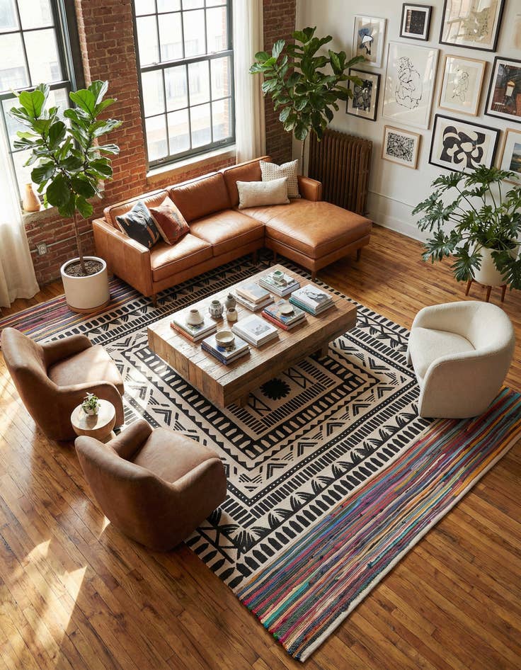 Detail image of 9' x 12'  Hand Braided Chindi Cotton Rug