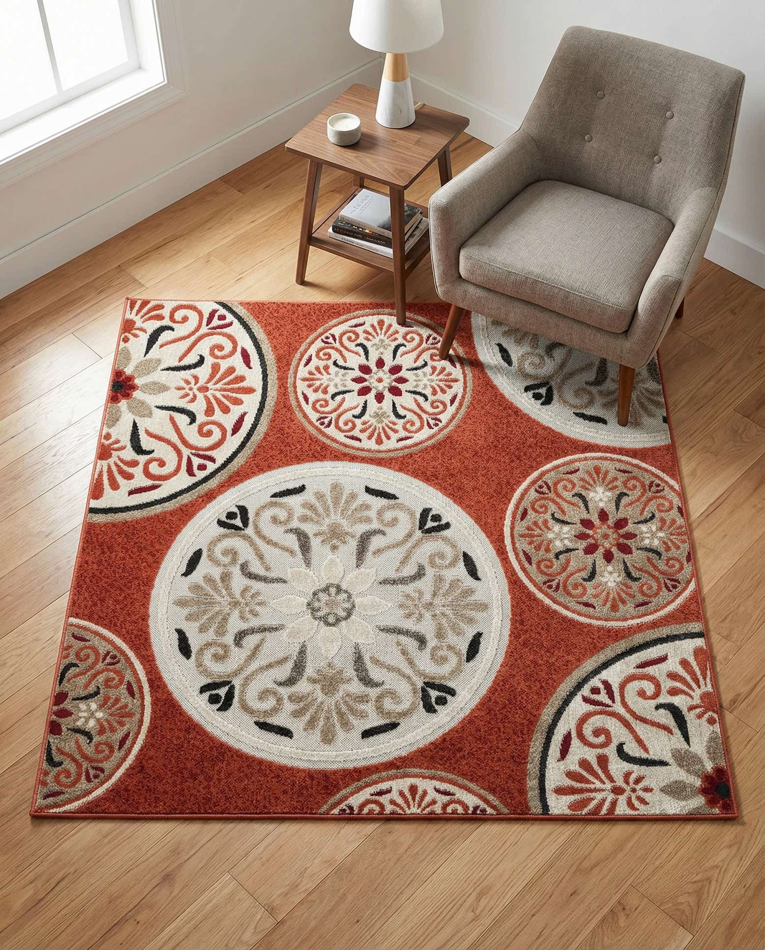 5' 3 x 5' 3 Easy-Clean Modern Indoor / Outdoor Square Rug