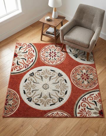 5' 3 x 5' 3 Easy-Clean Modern Indoor / Outdoor Square Rug