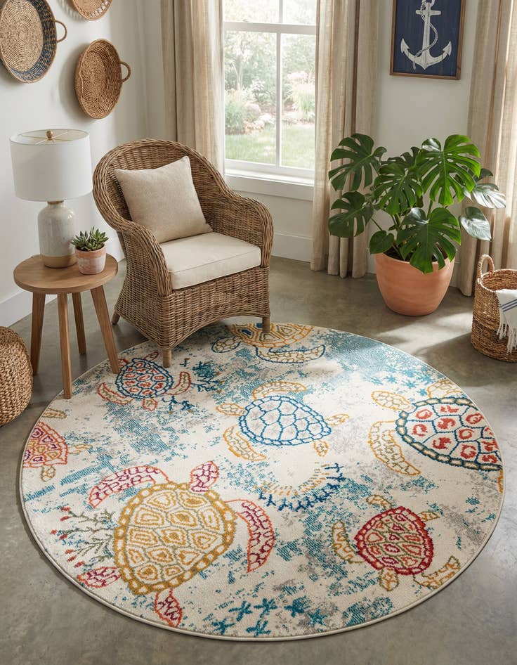 Detail image of 5' 3 x 5' 3  Washable Capri Round Rug