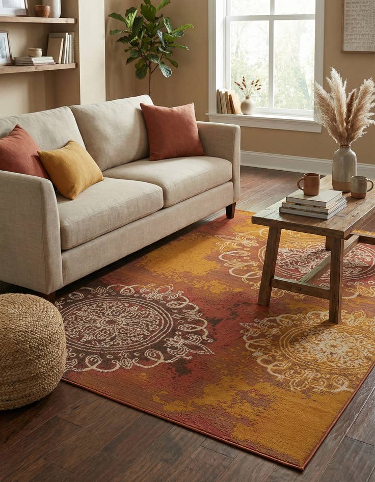 Detail image of 5' 3 x 8' Easy-Clean Modern Indoor / Outdoor Rug