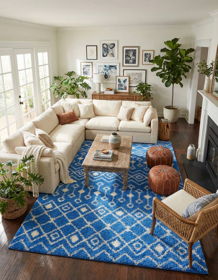 Detail image of 10' 8 x 14' Moroccan Trellis Shag Rug