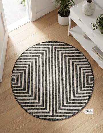3' x 3' Easy-Clean Modern Indoor / Outdoor Round Rug