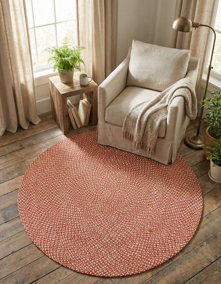 Detail image of  5' 1 x 5' 1  Hand Tweed Braided Jute Round Rug