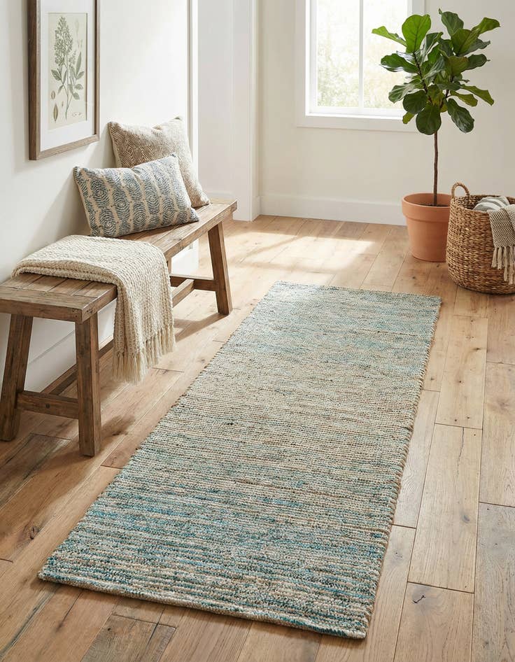 Detail image of 2' 2 x 6' 1 Hand Woven Chenille Jute Runner Rug