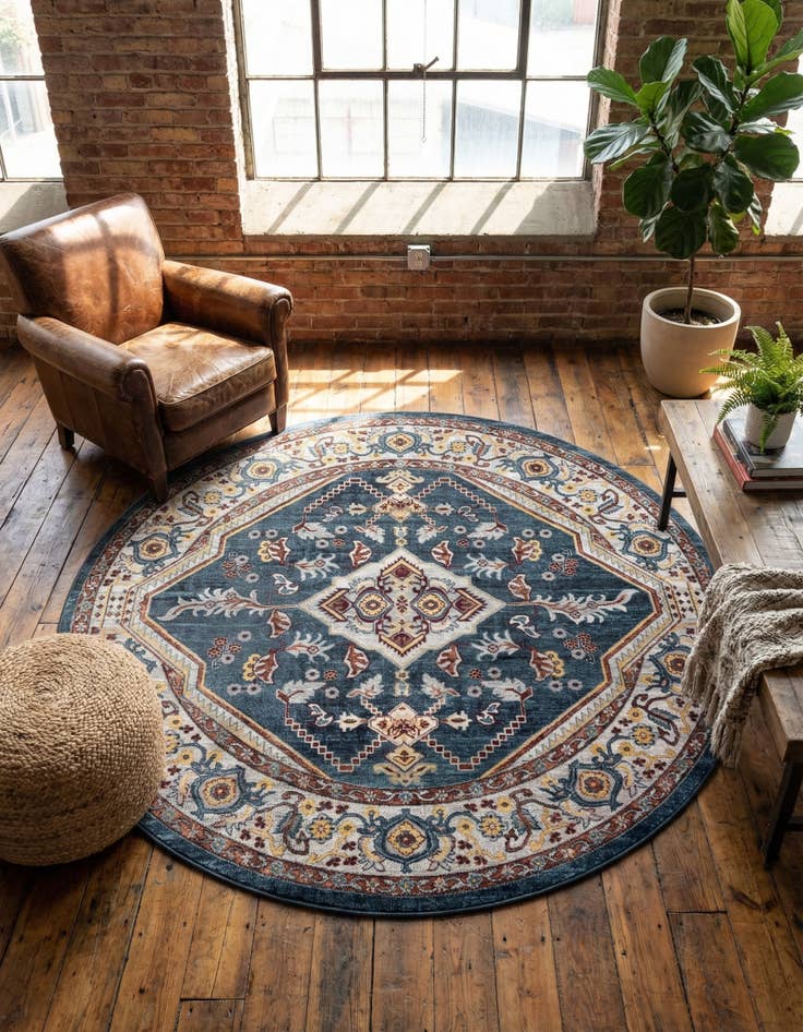 Detail image of 7' 10 x 7' 10 Kamala Washable Round Rug