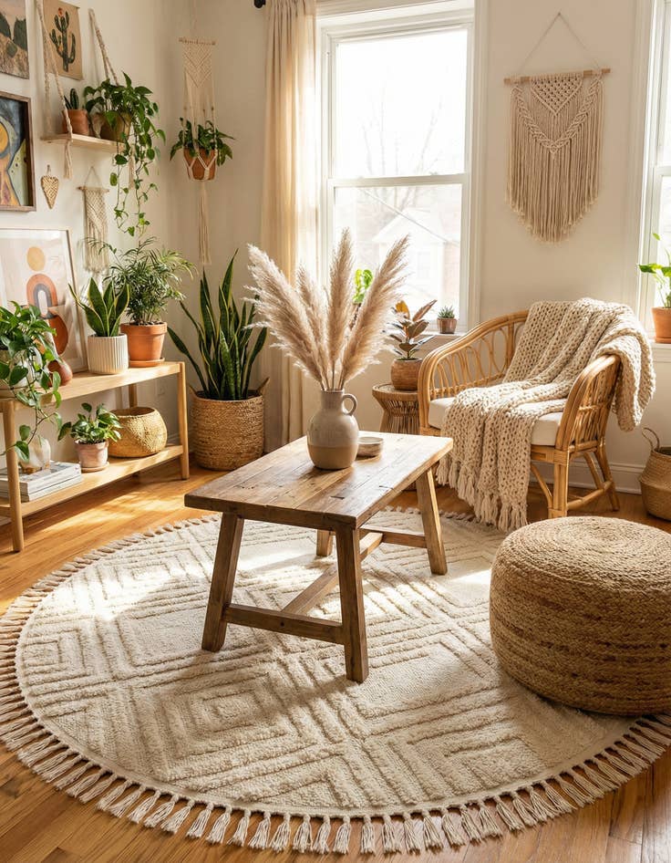 Detail image of 5' 3 x 5' 3 Boho Round Rug