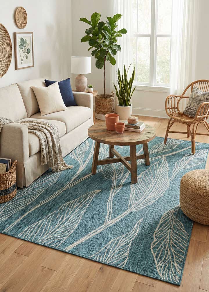 5' 3 x 8' Easy-Clean Botanical Indoor / Outdoor Rug